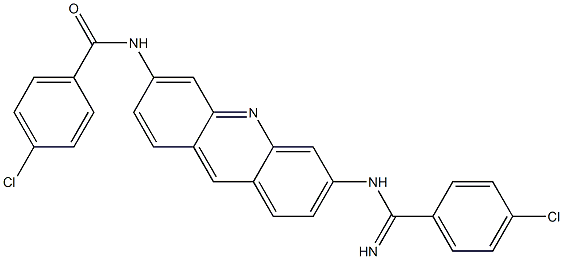 4-chloro-N-(6-{[(4-chlorophenyl)(imino)methyl]amino}-3-acridinyl)benzamide 结构式