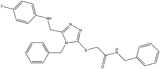 N-benzyl-2-({4-benzyl-5-[(4-fluoroanilino)methyl]-4H-1,2,4-triazol-3-yl}sulfanyl)acetamide 结构式