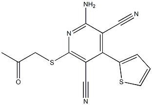 2-amino-6-[(2-oxopropyl)sulfanyl]-4-(2-thienyl)-3,5-pyridinedicarbonitrile 结构式