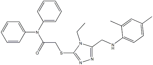 2-({5-[(2,4-dimethylanilino)methyl]-4-ethyl-4H-1,2,4-triazol-3-yl}sulfanyl)-N,N-diphenylacetamide 结构式