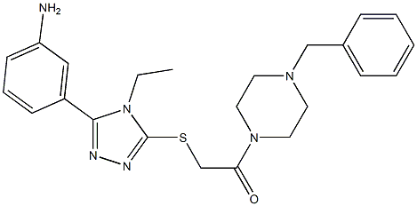 3-(5-{[2-(4-benzyl-1-piperazinyl)-2-oxoethyl]sulfanyl}-4-ethyl-4H-1,2,4-triazol-3-yl)phenylamine 结构式