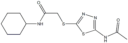 2-{[5-(acetylamino)-1,3,4-thiadiazol-2-yl]sulfanyl}-N-cyclohexylacetamide 结构式