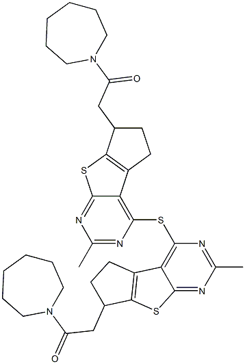 2-(1-azepanyl)-2-oxoethyl2-methyl-6,7-dihydro-5H-cyclopenta[4,5]thieno[2,3-d]pyrimidin-4-ylsulfide 结构式