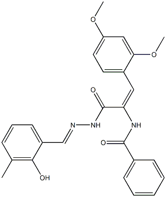 N-(2-(2,4-dimethoxyphenyl)-1-{[2-(2-hydroxy-3-methylbenzylidene)hydrazino]carbonyl}vinyl)benzamide 结构式