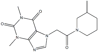 1,3-dimethyl-7-[2-(3-methyl-1-piperidinyl)-2-oxoethyl]-3,7-dihydro-1H-purine-2,6-dione 结构式