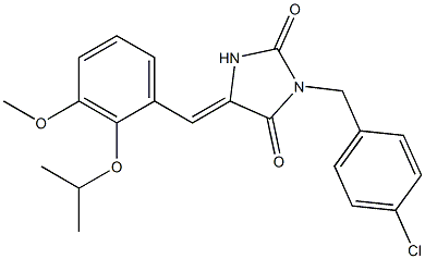 3-(4-chlorobenzyl)-5-(2-isopropoxy-3-methoxybenzylidene)imidazolidine-2,4-dione 结构式