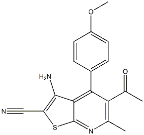 5-acetyl-3-amino-4-(4-methoxyphenyl)-6-methylthieno[2,3-b]pyridine-2-carbonitrile 结构式