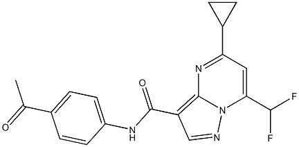 N-(4-acetylphenyl)-5-cyclopropyl-7-(difluoromethyl)pyrazolo[1,5-a]pyrimidine-3-carboxamide 结构式