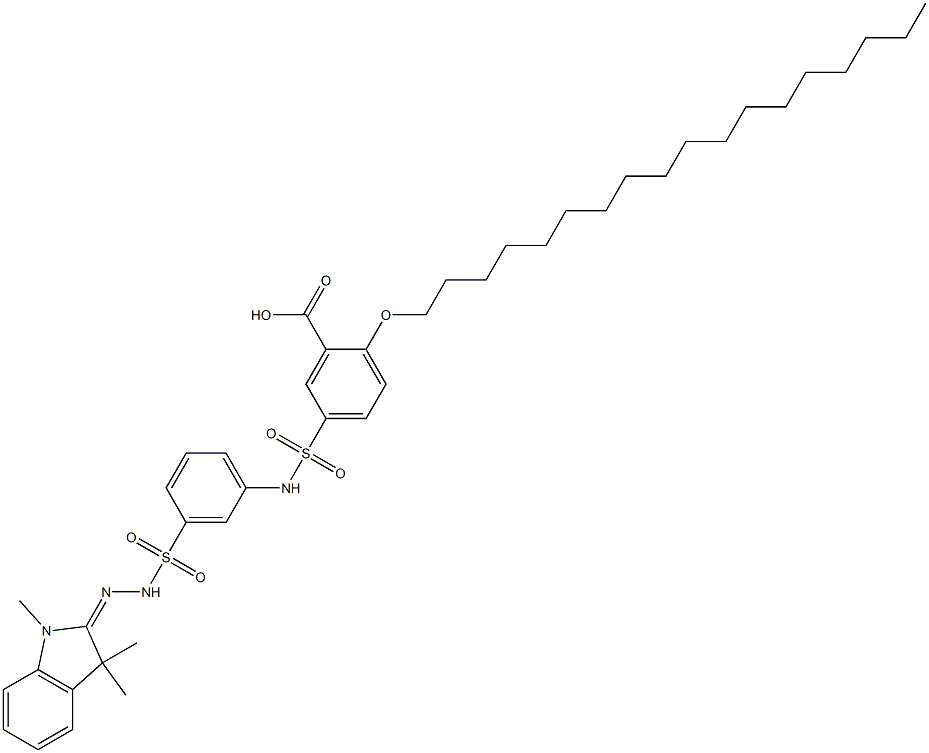 2-(octadecyloxy)-5-[(3-{[2-(1,3,3-trimethyl-1,3-dihydro-2H-indol-2-ylidene)hydrazino]sulfonyl}anilino)sulfonyl]benzoic acid 结构式
