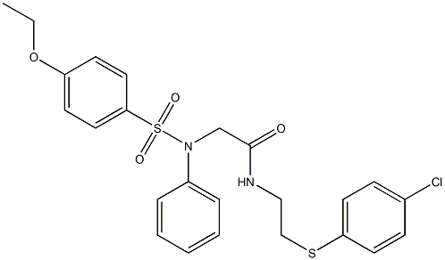 N-{2-[(4-chlorophenyl)sulfanyl]ethyl}-2-{[(4-ethoxyphenyl)sulfonyl]anilino}acetamide 结构式
