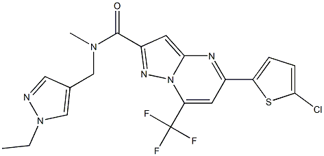 5-(5-chloro-2-thienyl)-N-[(1-ethyl-1H-pyrazol-4-yl)methyl]-N-methyl-7-(trifluoromethyl)pyrazolo[1,5-a]pyrimidine-2-carboxamide 结构式
