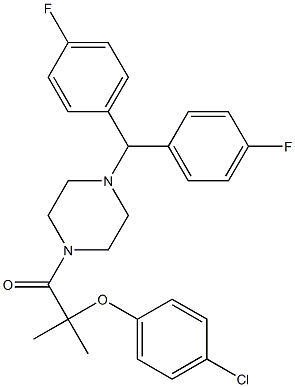 2-{4-[bis(4-fluorophenyl)methyl]-1-piperazinyl}-1,1-dimethyl-2-oxoethyl 4-chlorophenyl ether 结构式
