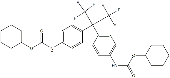 cyclohexyl 4-[1-(4-{[(cyclohexyloxy)carbonyl]amino}phenyl)-2,2,2-trifluoro-1-(trifluoromethyl)ethyl]phenylcarbamate 结构式