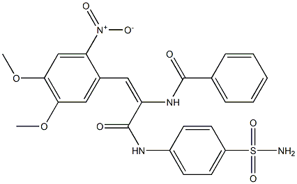 N-(1-{[4-(aminosulfonyl)anilino]carbonyl}-2-{2-nitro-4,5-dimethoxyphenyl}vinyl)benzamide 结构式