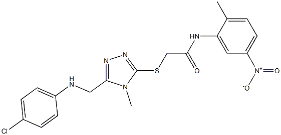 2-[(5-{[(4-chlorophenyl)amino]methyl}-4-methyl-4H-1,2,4-triazol-3-yl)sulfanyl]-N-{5-nitro-2-methylphenyl}acetamide 结构式
