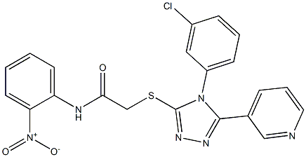 2-{[4-(3-chlorophenyl)-5-(3-pyridinyl)-4H-1,2,4-triazol-3-yl]sulfanyl}-N-{2-nitrophenyl}acetamide 结构式