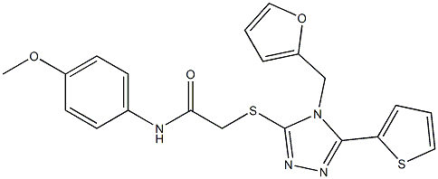 2-{[4-(2-furylmethyl)-5-(2-thienyl)-4H-1,2,4-triazol-3-yl]sulfanyl}-N-(4-methoxyphenyl)acetamide 结构式