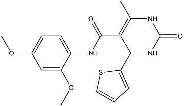 N-(2,4-dimethoxyphenyl)-6-methyl-2-oxo-4-(2-thienyl)-1,2,3,4-tetrahydro-5-pyrimidinecarboxamide 结构式