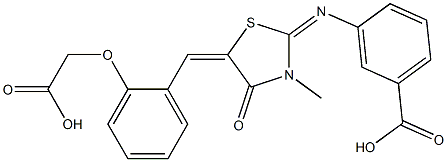 3-({5-[2-(carboxymethoxy)benzylidene]-3-methyl-4-oxo-1,3-thiazolidin-2-ylidene}amino)benzoic acid 结构式