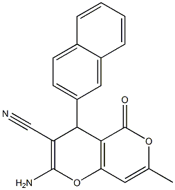 2-amino-7-methyl-4-(2-naphthyl)-5-oxo-4H,5H-pyrano[4,3-b]pyran-3-carbonitrile 结构式