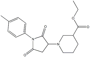 ethyl 1-[1-(4-methylphenyl)-2,5-dioxo-3-pyrrolidinyl]-3-piperidinecarboxylate 结构式