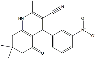 4-{3-nitrophenyl}-2,7,7-trimethyl-5-oxo-1,4,5,6,7,8-hexahydroquinoline-3-carbonitrile 结构式