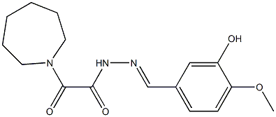 2-(1-azepanyl)-N'-(3-hydroxy-4-methoxybenzylidene)-2-oxoacetohydrazide 结构式