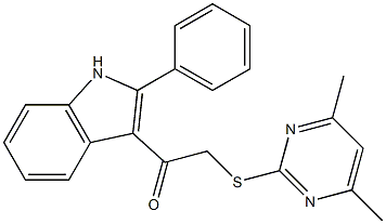 2-[(4,6-dimethyl-2-pyrimidinyl)sulfanyl]-1-(2-phenyl-1H-indol-3-yl)ethanone 结构式