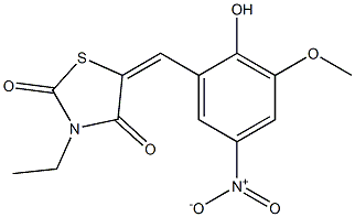 3-ethyl-5-{2-hydroxy-5-nitro-3-methoxybenzylidene}-1,3-thiazolidine-2,4-dione 结构式