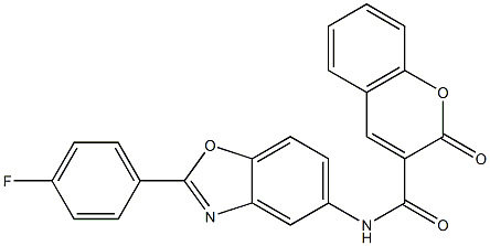 N-[2-(4-fluorophenyl)-1,3-benzoxazol-5-yl]-2-oxo-2H-chromene-3-carboxamide 结构式