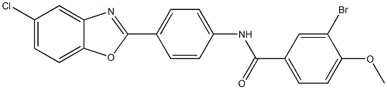 3-bromo-N-[4-(5-chloro-1,3-benzoxazol-2-yl)phenyl]-4-methoxybenzamide 结构式