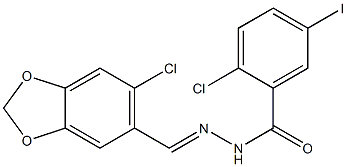 2-chloro-N'-[(6-chloro-1,3-benzodioxol-5-yl)methylene]-5-iodobenzohydrazide 结构式