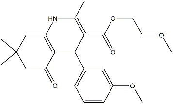 2-(methyloxy)ethyl 2,7,7-trimethyl-4-[3-(methyloxy)phenyl]-5-oxo-1,4,5,6,7,8-hexahydroquinoline-3-carboxylate 结构式