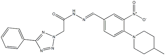 N'-[3-nitro-4-(4-methyl-1-piperidinyl)benzylidene]-2-(5-phenyl-2H-tetraazol-2-yl)acetohydrazide 结构式