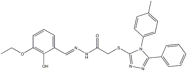 N'-(3-ethoxy-2-hydroxybenzylidene)-2-{[4-(4-methylphenyl)-5-phenyl-4H-1,2,4-triazol-3-yl]sulfanyl}acetohydrazide 结构式