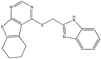4-[(1H-benzimidazol-2-ylmethyl)sulfanyl]-5,6,7,8-tetrahydro[1]benzothieno[2,3-d]pyrimidine 结构式