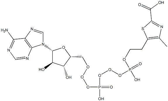 5-[2-[[[(2R,3R,4R,5R)-5-(6-aminopurin-9-yl)-3,4-dihydroxy-oxolan-2-yl]methoxy-hydroxy-phosphoryl]oxy-hydroxy-phosphoryl]oxyethyl]-4-methyl-1,3-thiazole-2-carboxylic acid 结构式