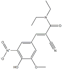 (2E)-2-Cyano-3-(3-methoxy-4-hydroxy-5-nitrophenyl)-N,N-diethyl-2-propenamide 结构式