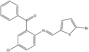 (2-{[(E)-(5-bromo-2-thienyl)methylidene]amino}-5-chlorophenyl)(phenyl)methanone 结构式