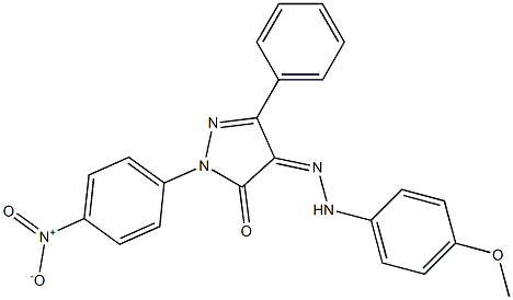 1-(4-nitrophenyl)-3-phenyl-1H-pyrazole-4,5-dione 4-[N-(4-methoxyphenyl)hydrazone] 结构式
