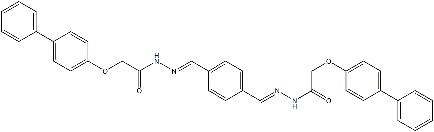2-([1,1'-biphenyl]-4-yloxy)-N'-{(E)-[4-({(E)-2-[2-([1,1'-biphenyl]-4-yloxy)acetyl]hydrazono}methyl)phenyl]methylidene}acetohydrazide 结构式