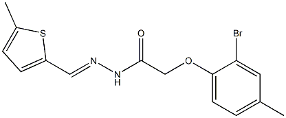 2-(2-bromo-4-methylphenoxy)-N'-[(E)-(5-methyl-2-thienyl)methylidene]acetohydrazide 结构式