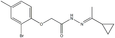 2-(2-bromo-4-methylphenoxy)-N'-[(E)-1-cyclopropylethylidene]acetohydrazide 结构式