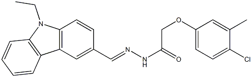 2-(4-chloro-3-methylphenoxy)-N'-[(E)-(9-ethyl-9H-carbazol-3-yl)methylidene]acetohydrazide 结构式