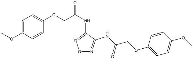 2-(4-methoxyphenoxy)-N-(4-{[2-(4-methoxyphenoxy)acetyl]amino}-1,2,5-oxadiazol-3-yl)acetamide 结构式