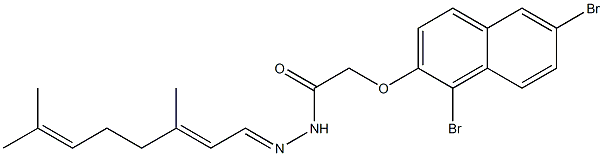 2-[(1,6-dibromo-2-naphthyl)oxy]-N'-[(E,2E)-3,7-dimethyl-2,6-octadienylidene]acetohydrazide 结构式