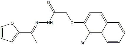 2-[(1-bromo-2-naphthyl)oxy]-N'-[(E)-1-(2-furyl)ethylidene]acetohydrazide 结构式