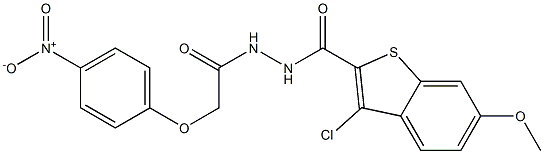 3-chloro-6-methoxy-N'-[2-(4-nitrophenoxy)acetyl]-1-benzothiophene-2-carbohydrazide 结构式