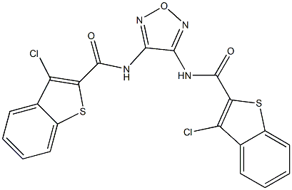 3-chloro-N-(4-{[(3-chloro-1-benzothiophen-2-yl)carbonyl]amino}-1,2,5-oxadiazol-3-yl)-1-benzothiophene-2-carboxamide 结构式