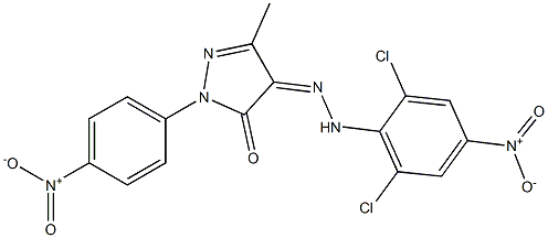 3-methyl-1-(4-nitrophenyl)-1H-pyrazole-4,5-dione 4-[N-(2,6-dichloro-4-nitrophenyl)hydrazone] 结构式